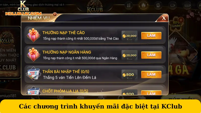 Các chương trình khuyến mãi đặc biệt tại KClub